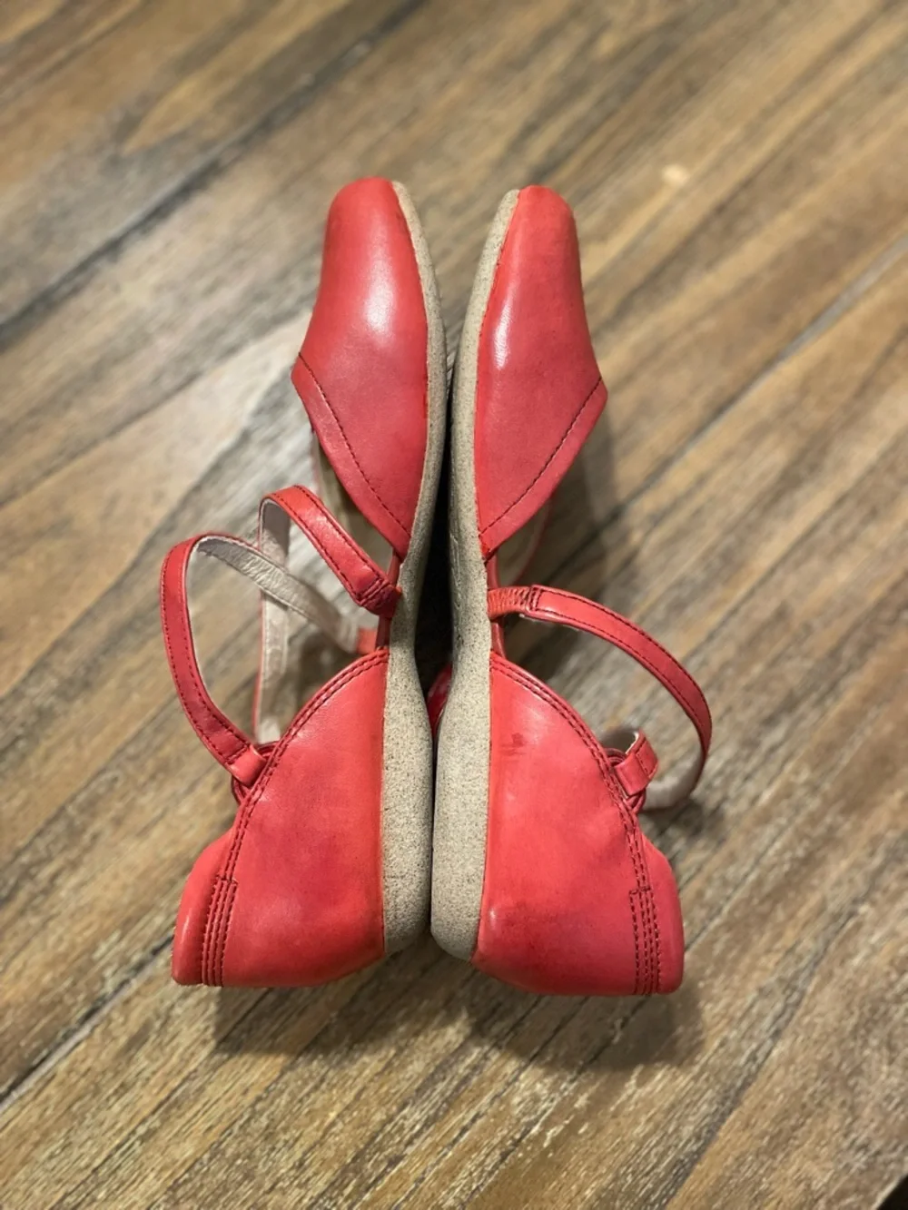 Josef Seibel Red Leather Pippa Mary Jane Shoes Size 38 US 7 Comfort Strap Flats - Picture 7 of 12